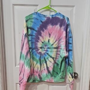 Victoria's Secret Tie-Dye Pullover Sweatshirt - Pink, Blue, Green.